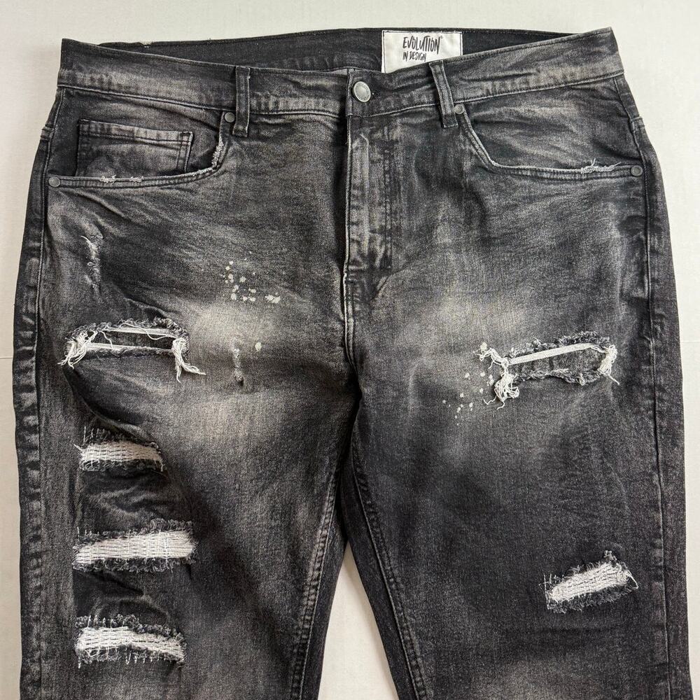 Evolution In Design Distressed Slim Jeans 40x32 - Picture 2 of 8